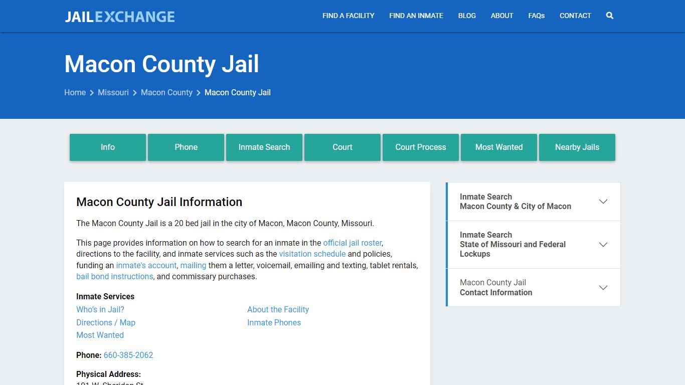 Macon County Jail, MO Inmate Search, Information
